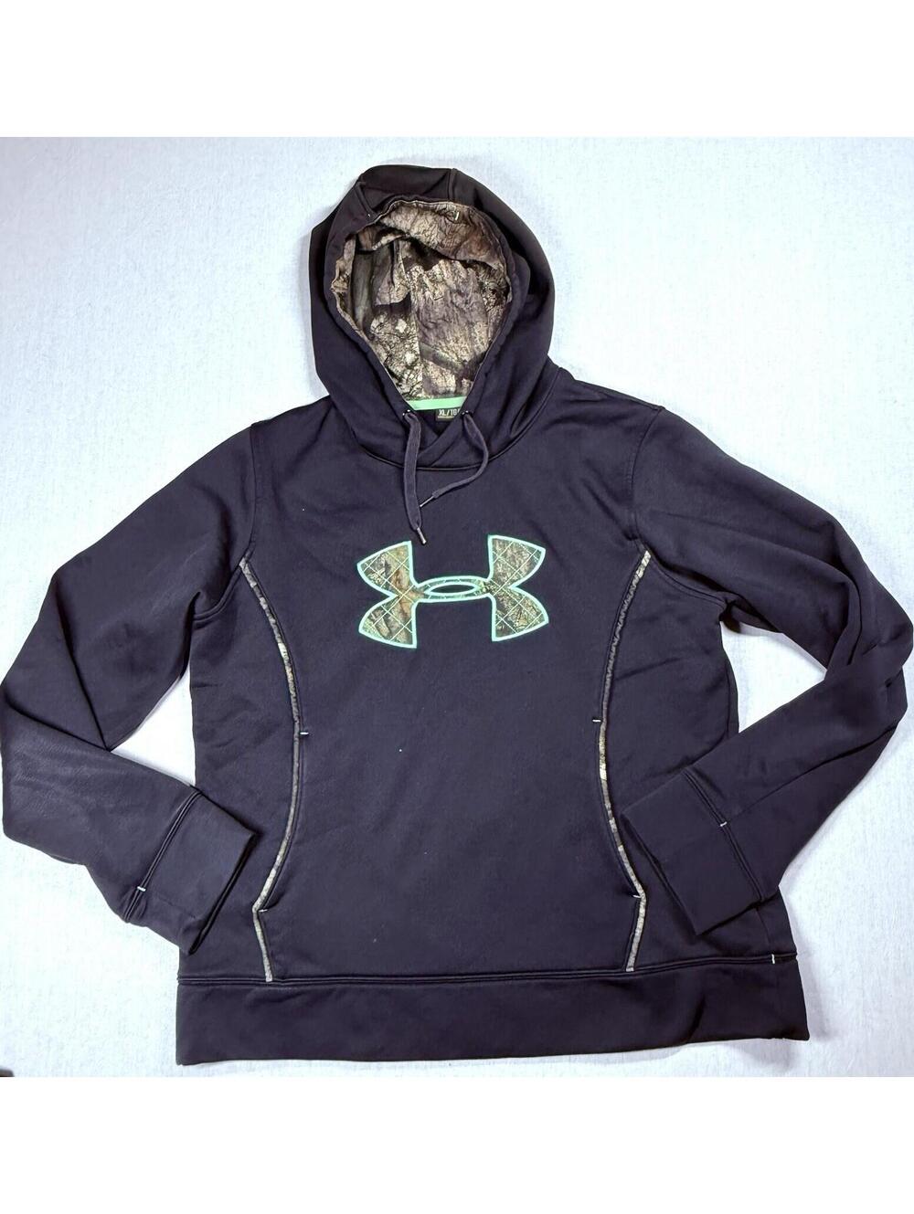 Under Armour Hoodie Women Size‎ XL Black Loose Fit Black Camo Pullover